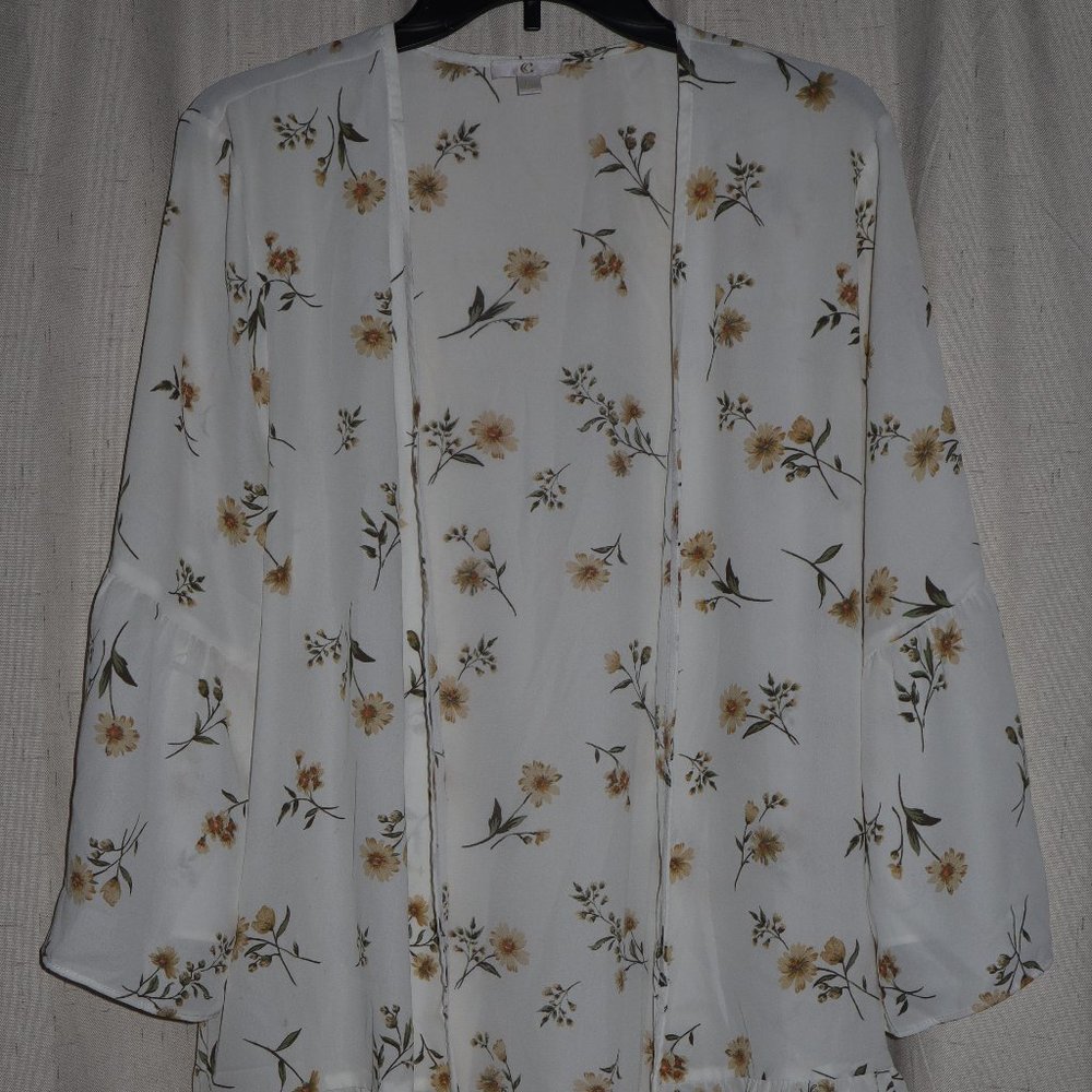C - Large- Light white sunflower coverup